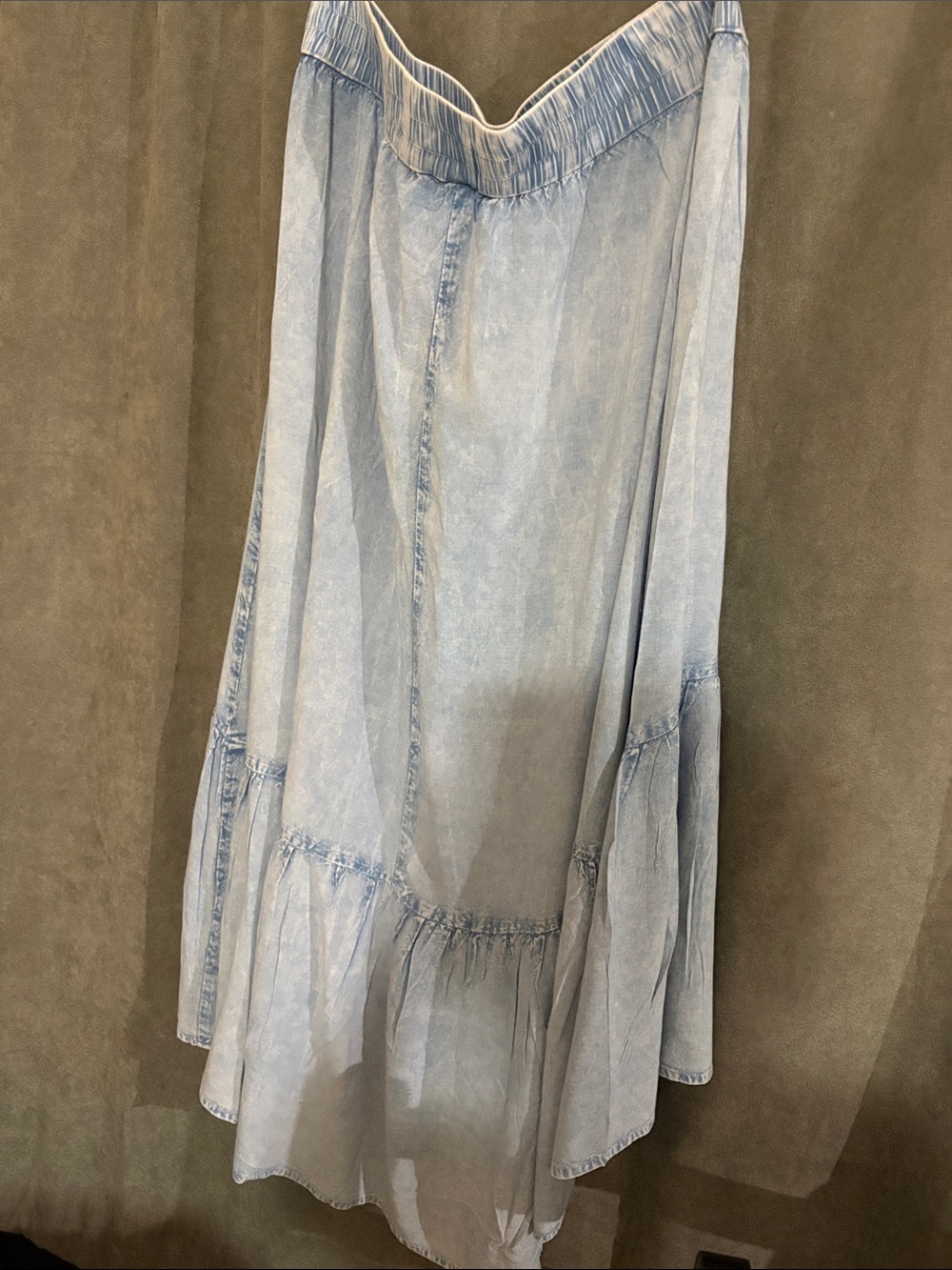 Light Blue High-Low Tiered Maxi Skirt — Women